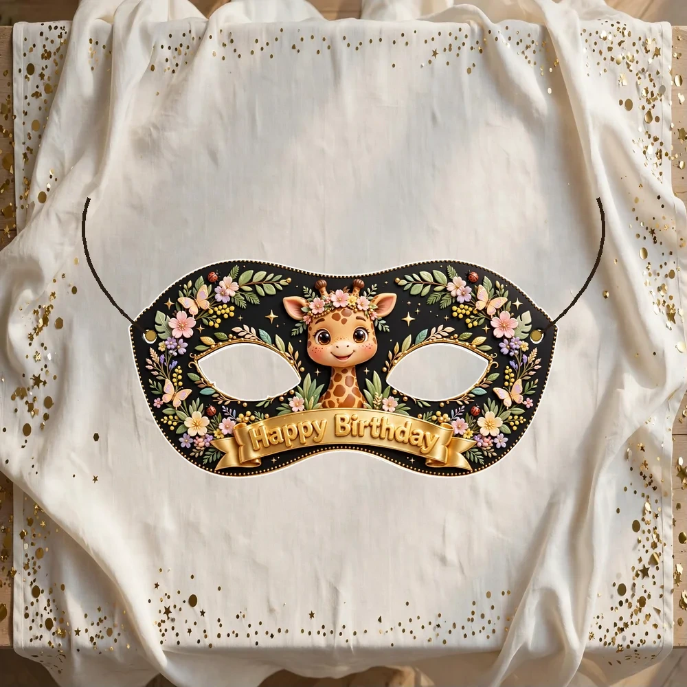 Giraffe Theme Party Mask Birthday Party Supplies (PACK OF 12) - 280 GSM Cardstock with Soft Stretchable Elastic Band (7 Inches wide)