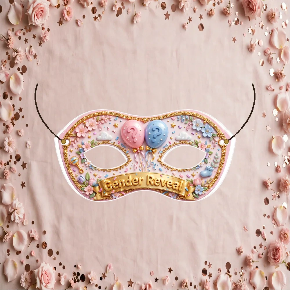 Baby Shower Theme Party Mask Birthday Party Supplies (PACK OF 12) - 280 GSM Cardstock with Soft Stretchable Elastic Band (7 Inches wide)