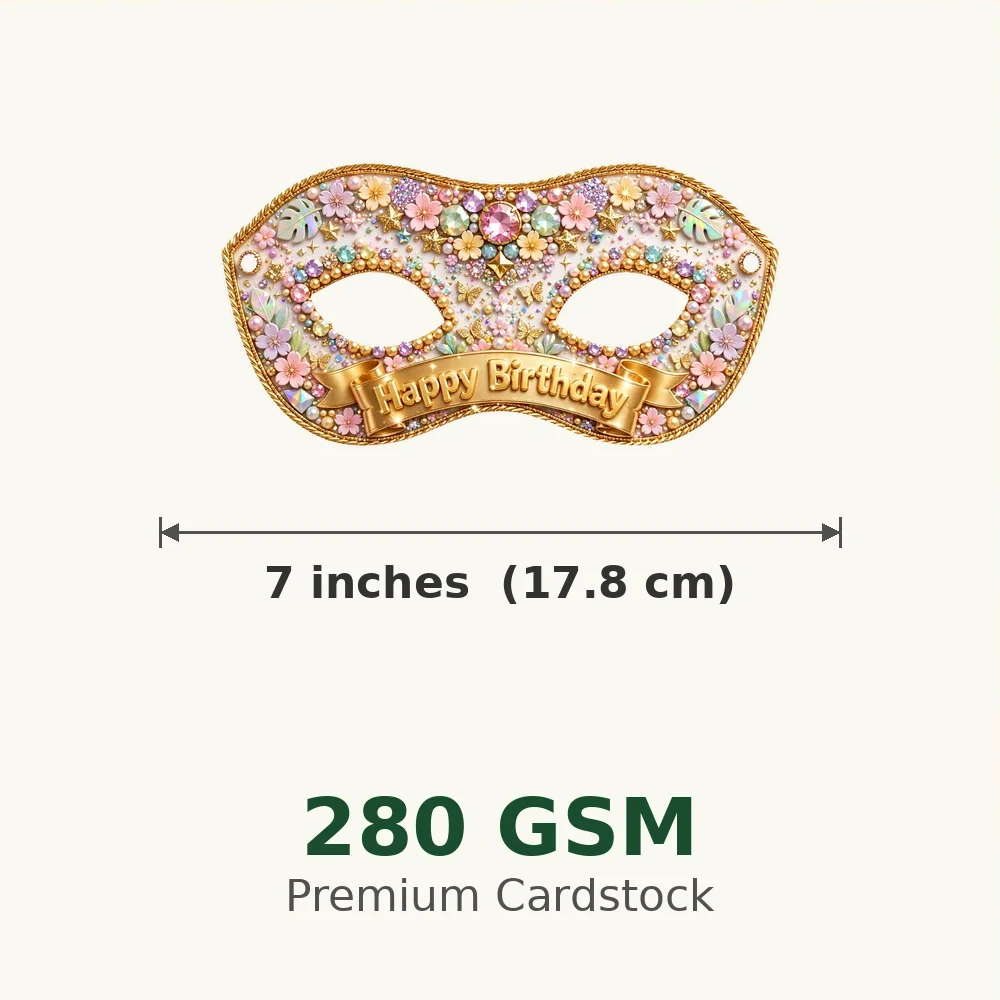 Gem Glitter Theme Party Mask Birthday Party Supplies (PACK OF 12) - 280 GSM Cardstock with Soft Stretchable Elastic Band (7 Inches wide) - Premium Party Decor Supply by Party Decor Mall - View 3