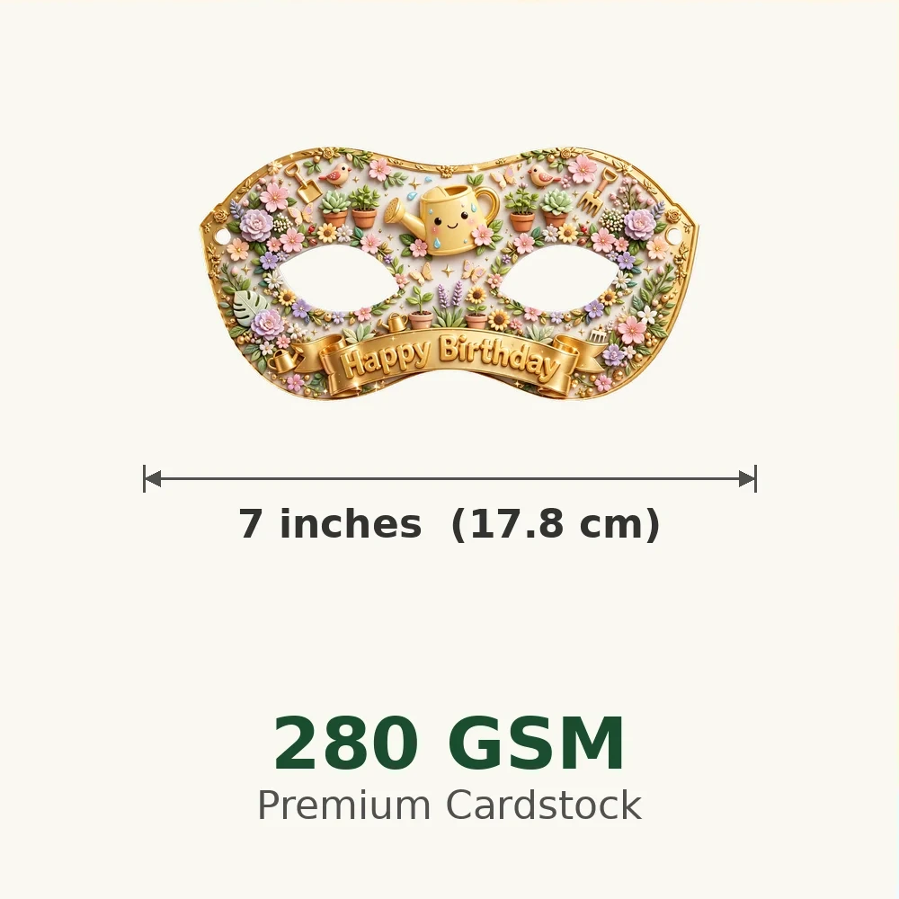 Gardening Theme Party Mask Birthday Party Supplies (PACK OF 12) - 280 GSM Cardstock with Soft Stretchable Elastic Band (7 Inches wide) - Premium Party Decor Supply by Party Decor Mall - View 3