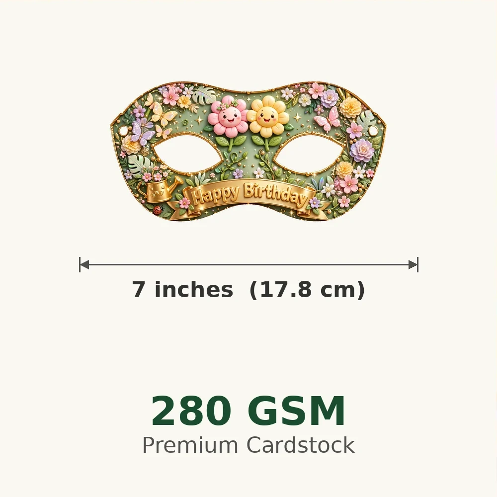 Garden Theme Party Mask Birthday Party Supplies (PACK OF 12) - 280 GSM Cardstock with Soft Stretchable Elastic Band (7 Inches wide) - Premium Party Decor Supply by Party Decor Mall - View 3