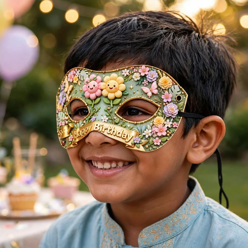 Garden Theme Party Mask Birthday Party Supplies (PACK OF 12) - 280 GSM Cardstock with Soft Stretchable Elastic Band (7 Inches wide) - Premium Party Decor Supply by Party Decor Mall - View 4