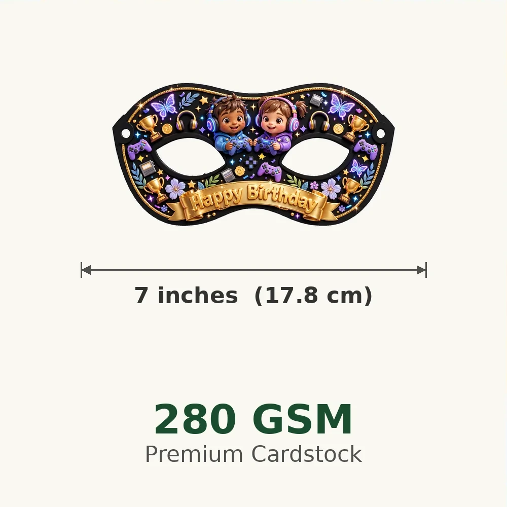 On Theme Party Mask Birthday Party Supplies (PACK OF 12) - 280 GSM Cardstock with Soft Stretchable Elastic Band (7 Inches wide) - Premium Party Decor Supply by Party Decor Mall - View 3