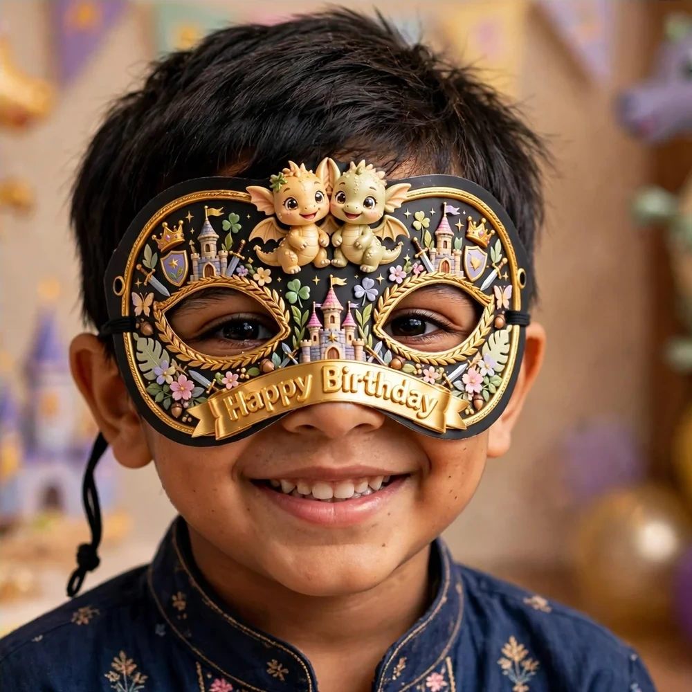 Thrones Theme Party Mask Birthday Party Supplies (PACK OF 12) - 280 GSM Cardstock with Soft Stretchable Elastic Band (7 Inches wide) - Premium Party Decor Supply by Party Decor Mall - View 4