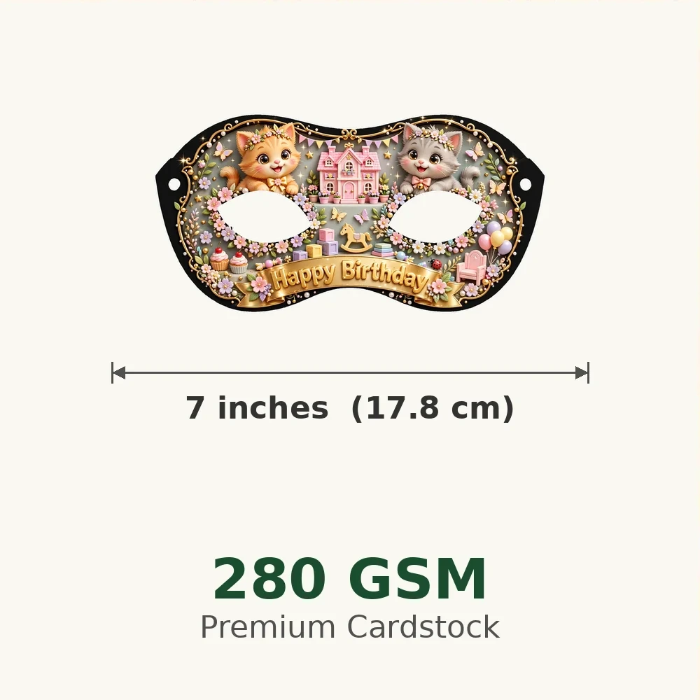 Gabby's Dollhouse Theme Party Mask Birthday Party Supplies (PACK OF 12) - 280 GSM Cardstock with Soft Stretchable Elastic Band (7 Inches wide) - Premium Party Decor Supply by Party Decor Mall - View 3
