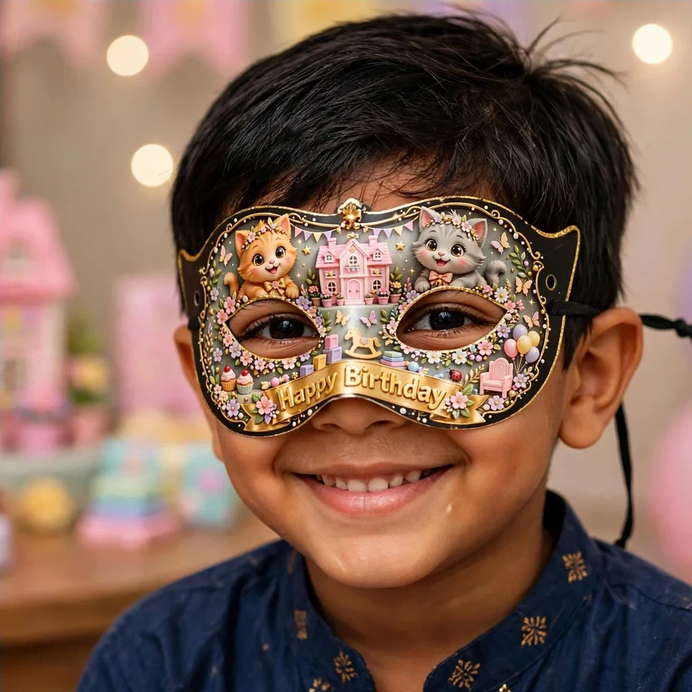 Gabby's Dollhouse Theme Party Mask Birthday Party Supplies (PACK OF 12) - 280 GSM Cardstock with Soft Stretchable Elastic Band (7 Inches wide) - Premium Party Decor Supply by Party Decor Mall - View 4