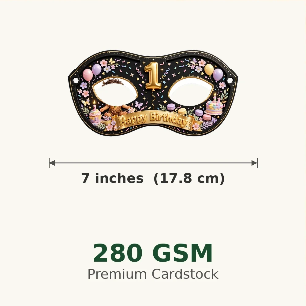 Fun Be One Theme Party Mask Birthday Party Supplies (PACK OF 12) - 280 GSM Cardstock with Soft Stretchable Elastic Band (7 Inches wide) - Premium Party Decor Supply by Party Decor Mall - View 3
