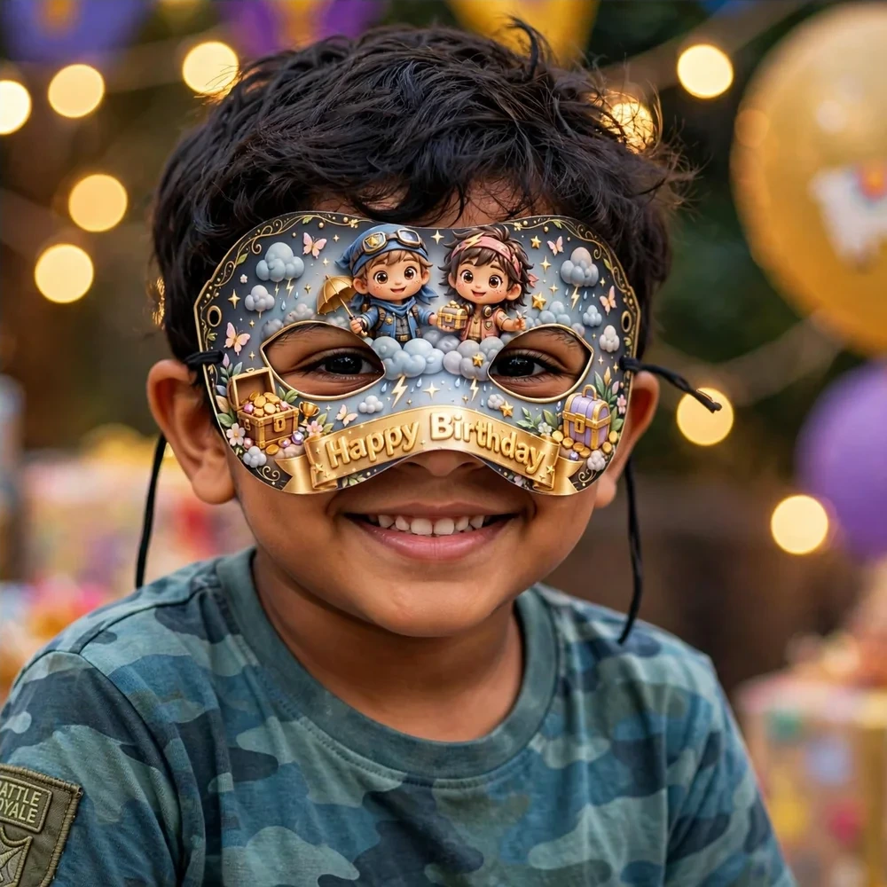 Fortnite Theme Party Mask Birthday Party Supplies (PACK OF 12) - 280 GSM Cardstock with Soft Stretchable Elastic Band (7 Inches wide) - Premium Party Decor Supply by Party Decor Mall - View 4