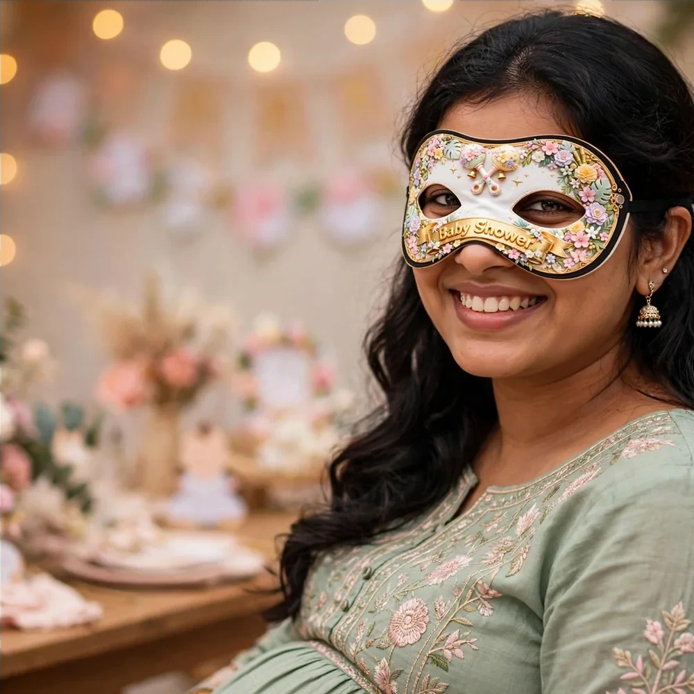 Baby Shower Theme Party Mask Birthday Party Supplies (PACK OF 12) - 280 GSM Cardstock with Soft Stretchable Elastic Band (7 Inches wide) - Premium Party Decor Supply by Party Decor Mall - View 4