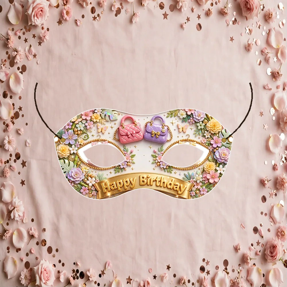Fashion Runway Theme Party Mask Birthday Party Supplies (PACK OF 12) - 280 GSM Cardstock with Soft Stretchable Elastic Band (7 Inches wide) - Premium Party Decor Supply by Party Decor Mall - View 1