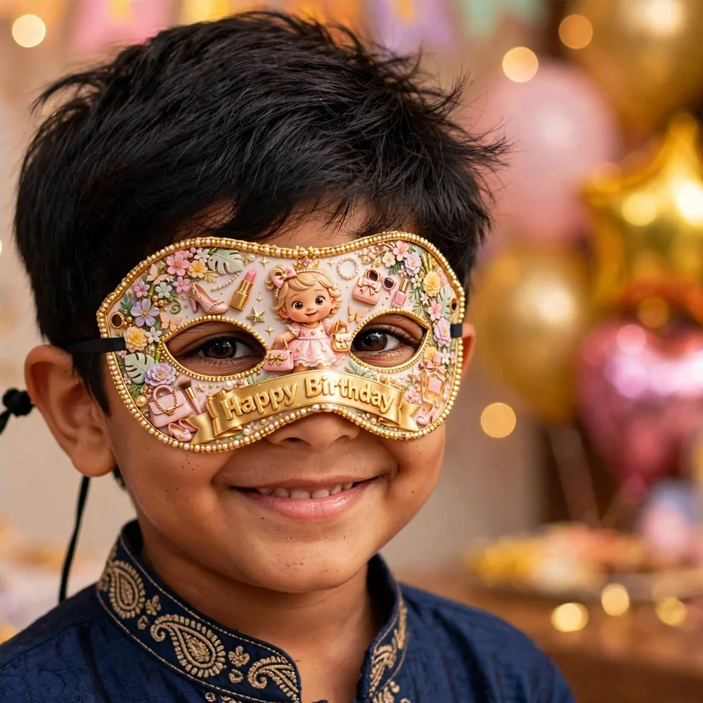 Fashionista Theme Party Mask Birthday Party Supplies (PACK OF 12) - 280 GSM Cardstock with Soft Stretchable Elastic Band (7 Inches wide) - Premium Party Decor Supply by Party Decor Mall - View 4