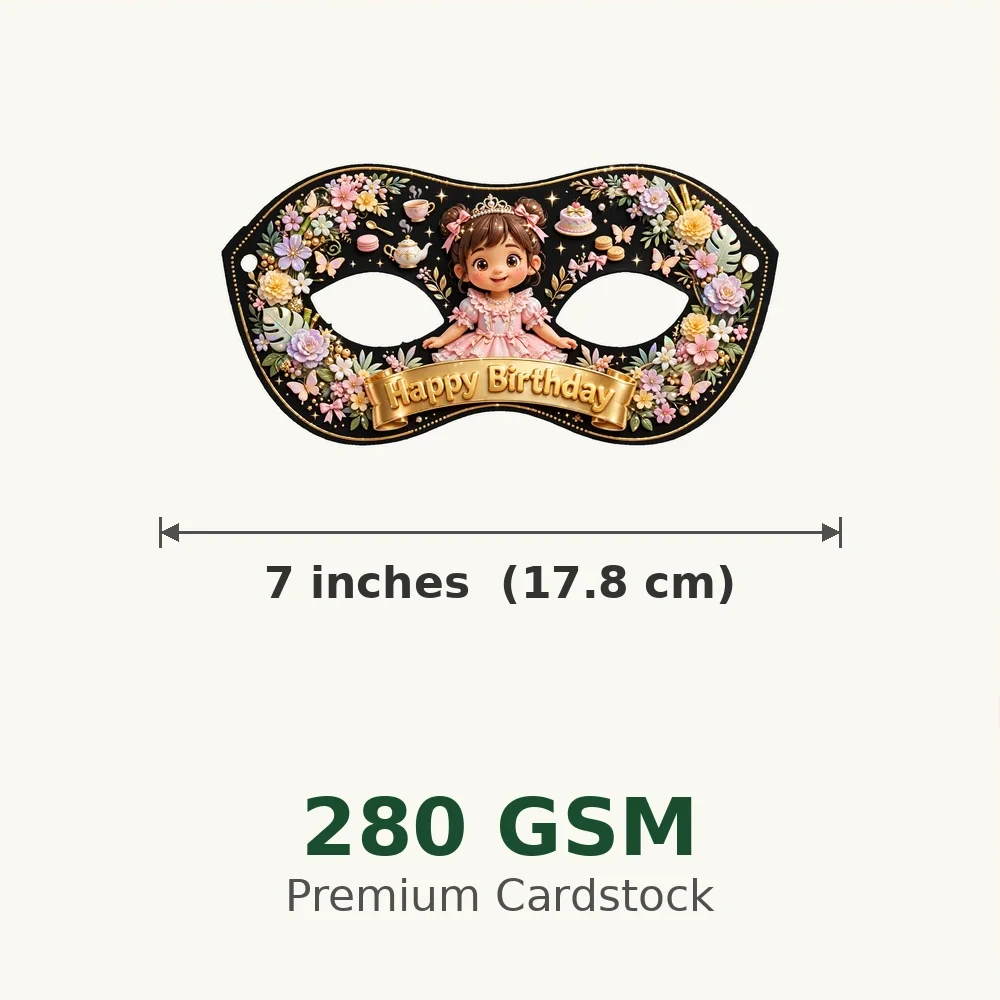 Fancy Nancy Theme Party Mask Birthday Party Supplies (PACK OF 12) - 280 GSM Cardstock with Soft Stretchable Elastic Band (7 Inches wide) - Premium Party Decor Supply by Party Decor Mall - View 3