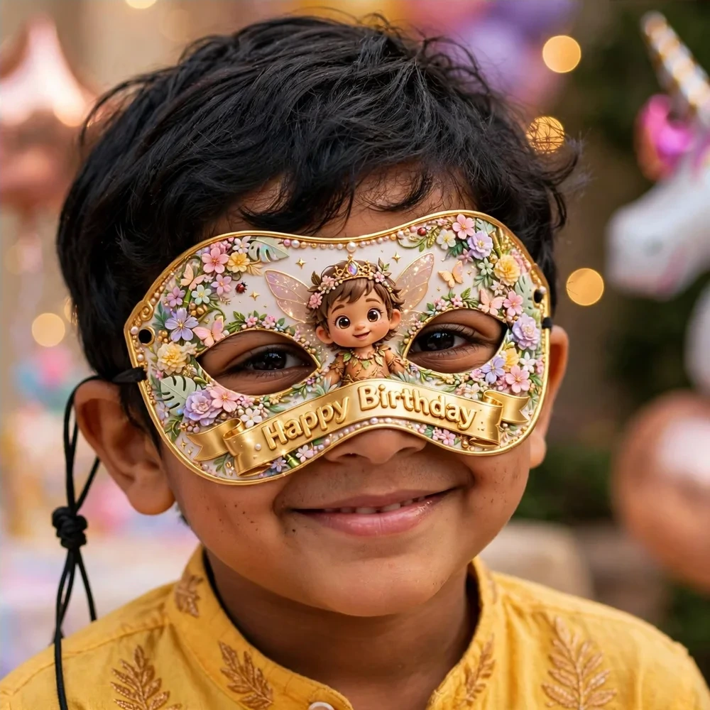 Fairy Princess Theme Party Mask Birthday Party Supplies (PACK OF 12) - 280 GSM Cardstock with Soft Stretchable Elastic Band (7 Inches wide) - Premium Party Decor Supply by Party Decor Mall - View 4