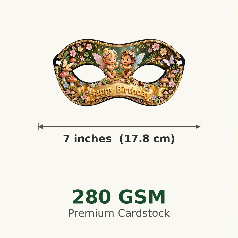 Fairy Garden Theme Party Mask Birthday Party Supplies (PACK OF 12) - 280 GSM Cardstock with Soft Stretchable Elastic Band (7 Inches wide) - Premium Party Decor Supply by Party Decor Mall - View 3