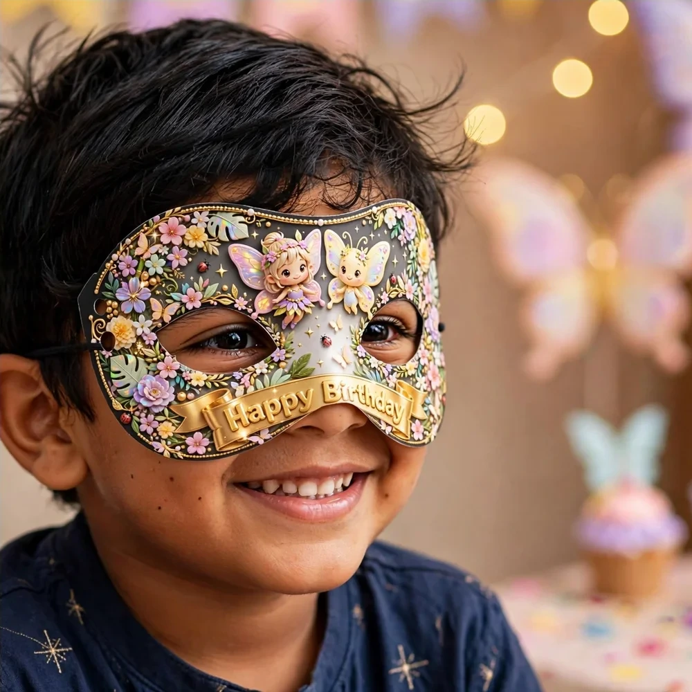 Butterfly Theme Party Mask Birthday Party Supplies (PACK OF 12) - 280 GSM Cardstock with Soft Stretchable Elastic Band (7 Inches wide) - Premium Party Decor Supply by Party Decor Mall - View 4