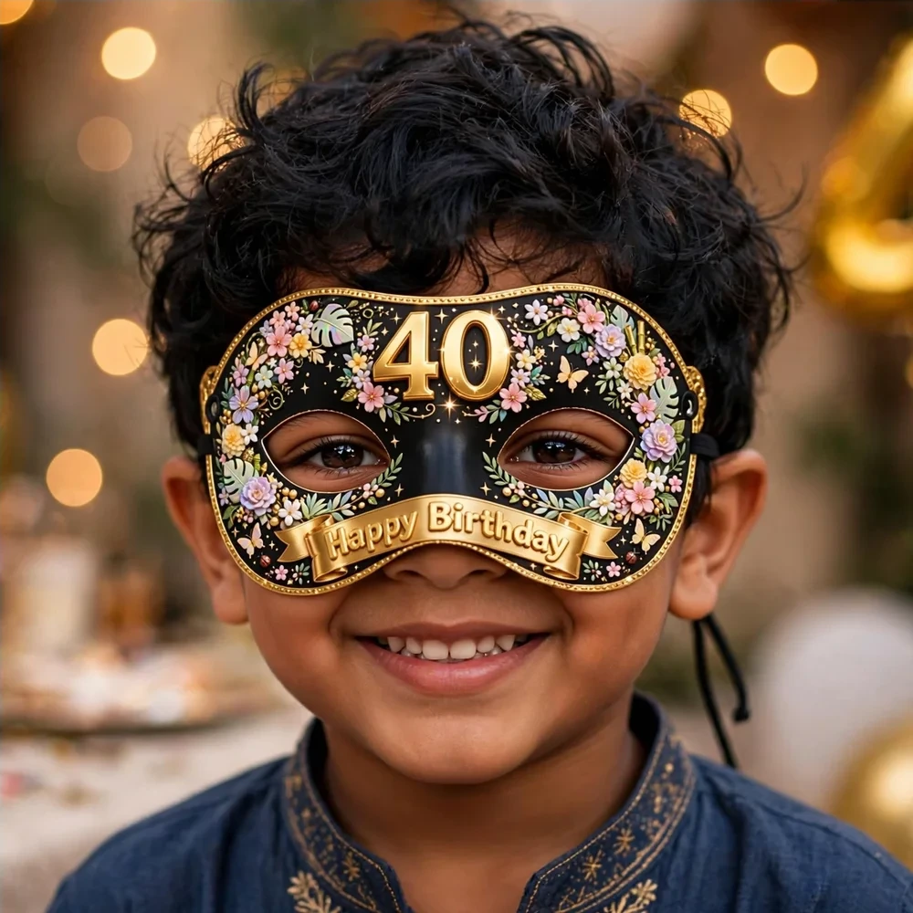 Fab 40 Theme Party Mask Birthday Party Supplies (PACK OF 12) - 280 GSM Cardstock with Soft Stretchable Elastic Band (7 Inches wide) - Premium Party Decor Supply by Party Decor Mall - View 4