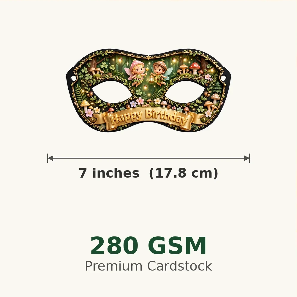 Enchanted Forest Theme Party Mask Birthday Party Supplies (PACK OF 12) - 280 GSM Cardstock with Soft Stretchable Elastic Band (7 Inches wide) - Premium Party Decor Supply by Party Decor Mall - View 3