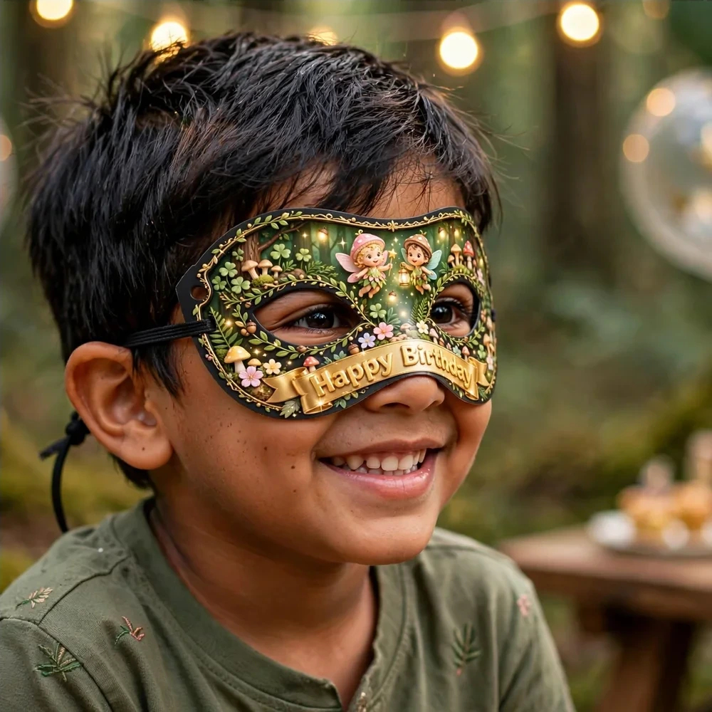 Enchanted Forest Theme Party Mask Birthday Party Supplies (PACK OF 12) - 280 GSM Cardstock with Soft Stretchable Elastic Band (7 Inches wide) - Premium Party Decor Supply by Party Decor Mall - View 4