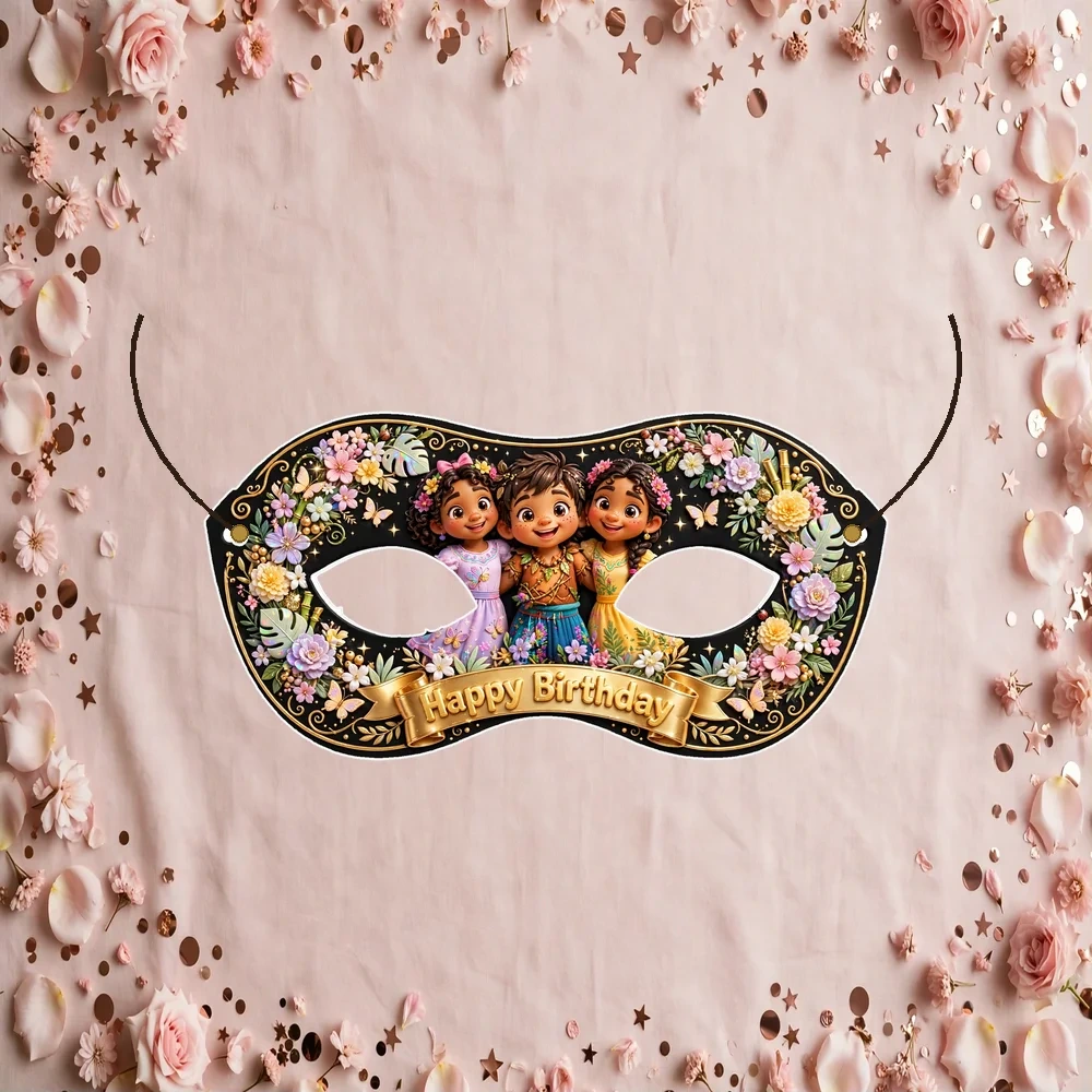 Encanto Theme Party Mask Birthday Party Supplies (PACK OF 12) - 280 GSM Cardstock with Soft Stretchable Elastic Band (7 Inches wide)