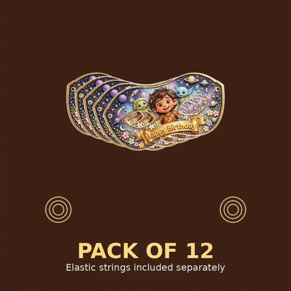 Elio Theme Party Mask Birthday Party Supplies (PACK OF 12) - 280 GSM Cardstock with Soft Stretchable Elastic Band (7 Inches wide) - Premium Party Decor Supply by Party Decor Mall - View 2