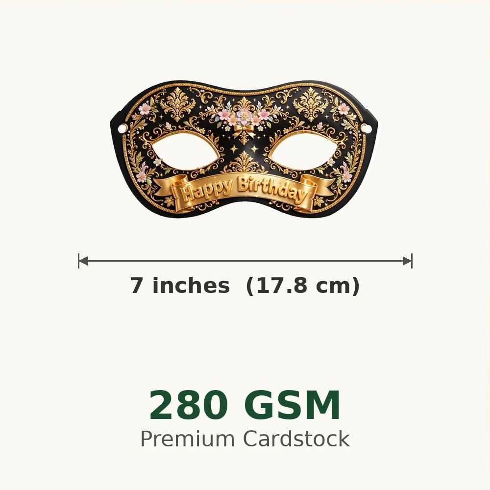 Elegant Damask Theme Party Mask Birthday Party Supplies (PACK OF 12) - 280 GSM Cardstock with Soft Stretchable Elastic Band (7 Inches wide) - Premium Party Decor Supply by Party Decor Mall - View 3