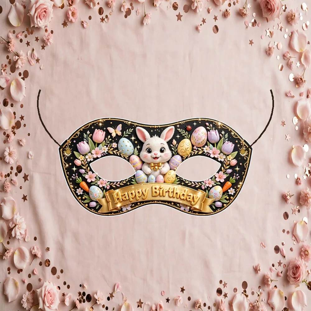 Easter Theme Party Mask Birthday Party Supplies (PACK OF 12) - 280 GSM Cardstock with Soft Stretchable Elastic Band (7 Inches wide) - Premium Party Decor Supply by Party Decor Mall - View 1