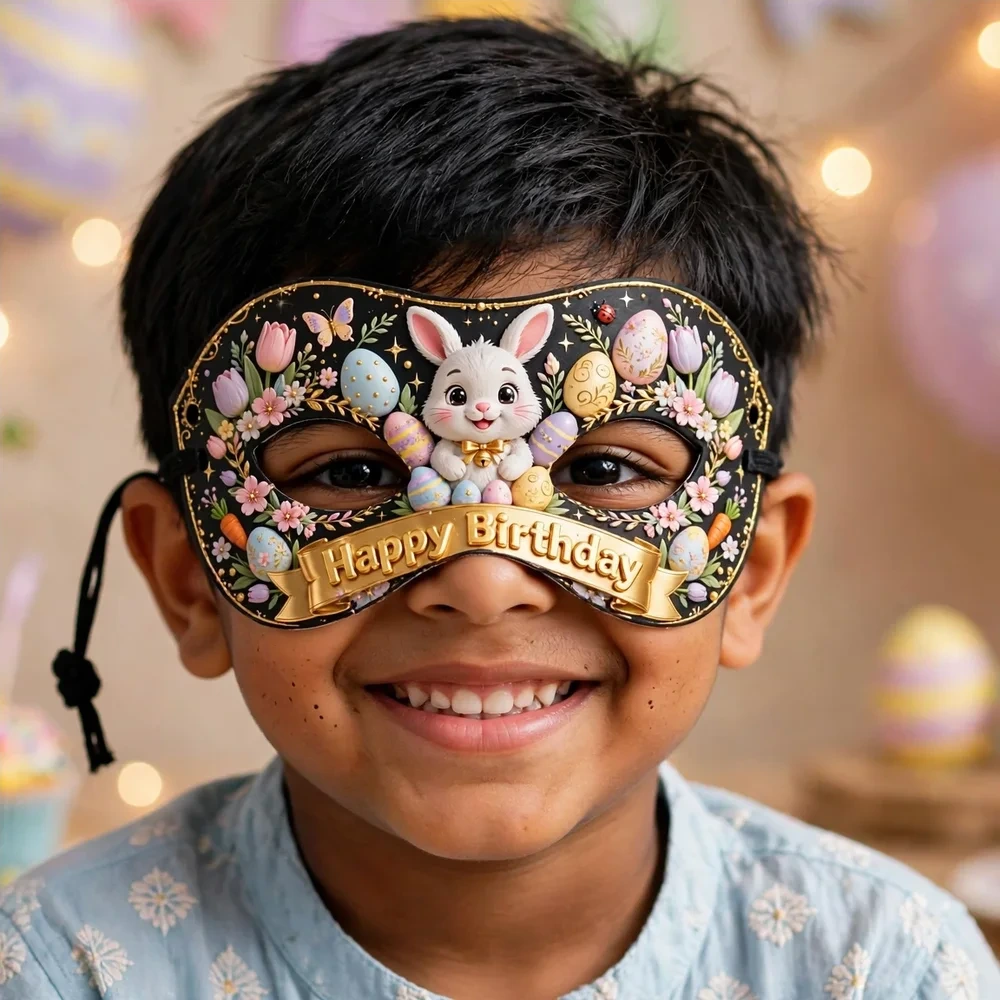 Easter Theme Party Mask Birthday Party Supplies (PACK OF 12) - 280 GSM Cardstock with Soft Stretchable Elastic Band (7 Inches wide) - Premium Party Decor Supply by Party Decor Mall - View 4