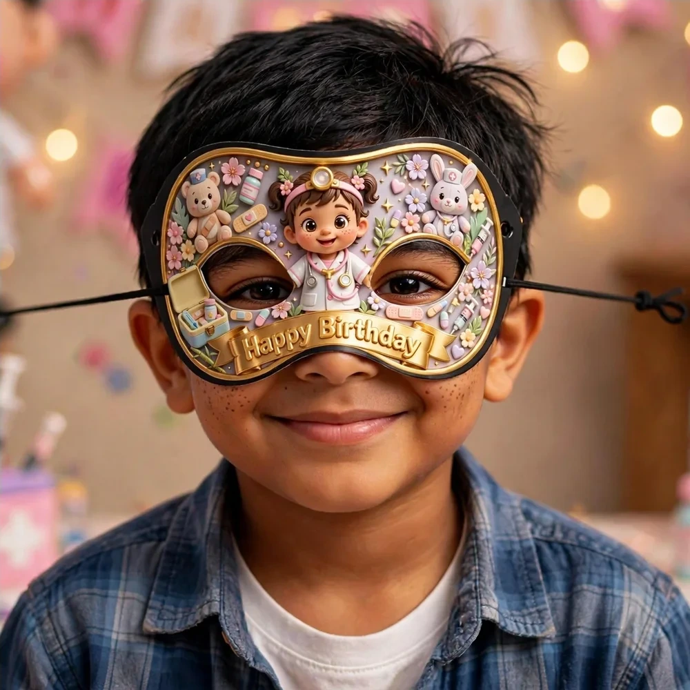 Doc Mcstuffins Theme Party Mask Birthday Party Supplies (PACK OF 12) - 280 GSM Cardstock with Soft Stretchable Elastic Band (7 Inches wide) - Premium Party Decor Supply by Party Decor Mall - View 4