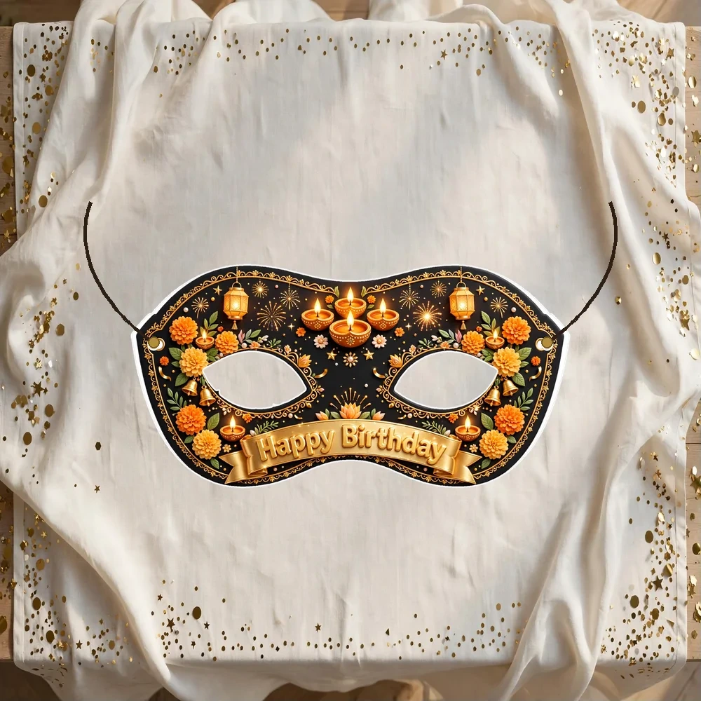Diwali Theme Party Mask Birthday Party Supplies (PACK OF 12) - 280 GSM Cardstock with Soft Stretchable Elastic Band (7 Inches wide) - Premium Party Decor Supply by Party Decor Mall - View 1