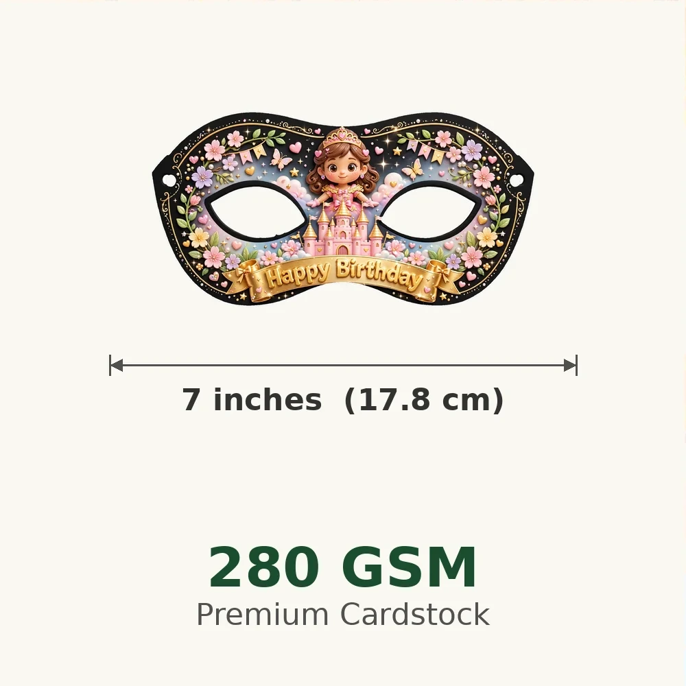 Disney Princess Theme Party Mask Birthday Party Supplies (PACK OF 12) - 280 GSM Cardstock with Soft Stretchable Elastic Band (7 Inches wide) - Premium Party Decor Supply by Party Decor Mall - View 3