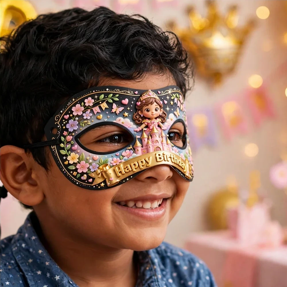 Disney Princess Theme Party Mask Birthday Party Supplies (PACK OF 12) - 280 GSM Cardstock with Soft Stretchable Elastic Band (7 Inches wide) - Premium Party Decor Supply by Party Decor Mall - View 4