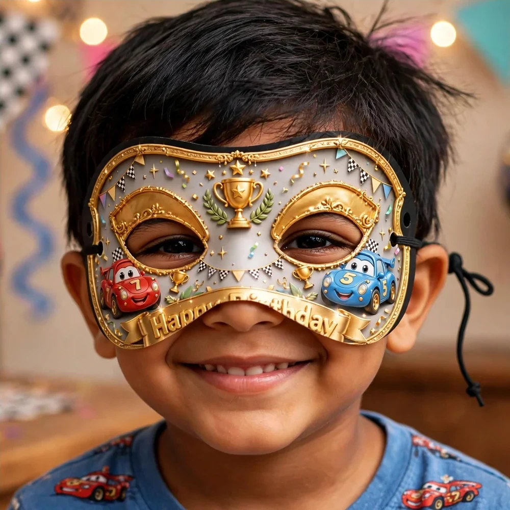 Disney Cars Theme Party Mask Birthday Party Supplies (PACK OF 12) - 280 GSM Cardstock with Soft Stretchable Elastic Band (7 Inches wide) - Premium Party Decor Supply by Party Decor Mall - View 4