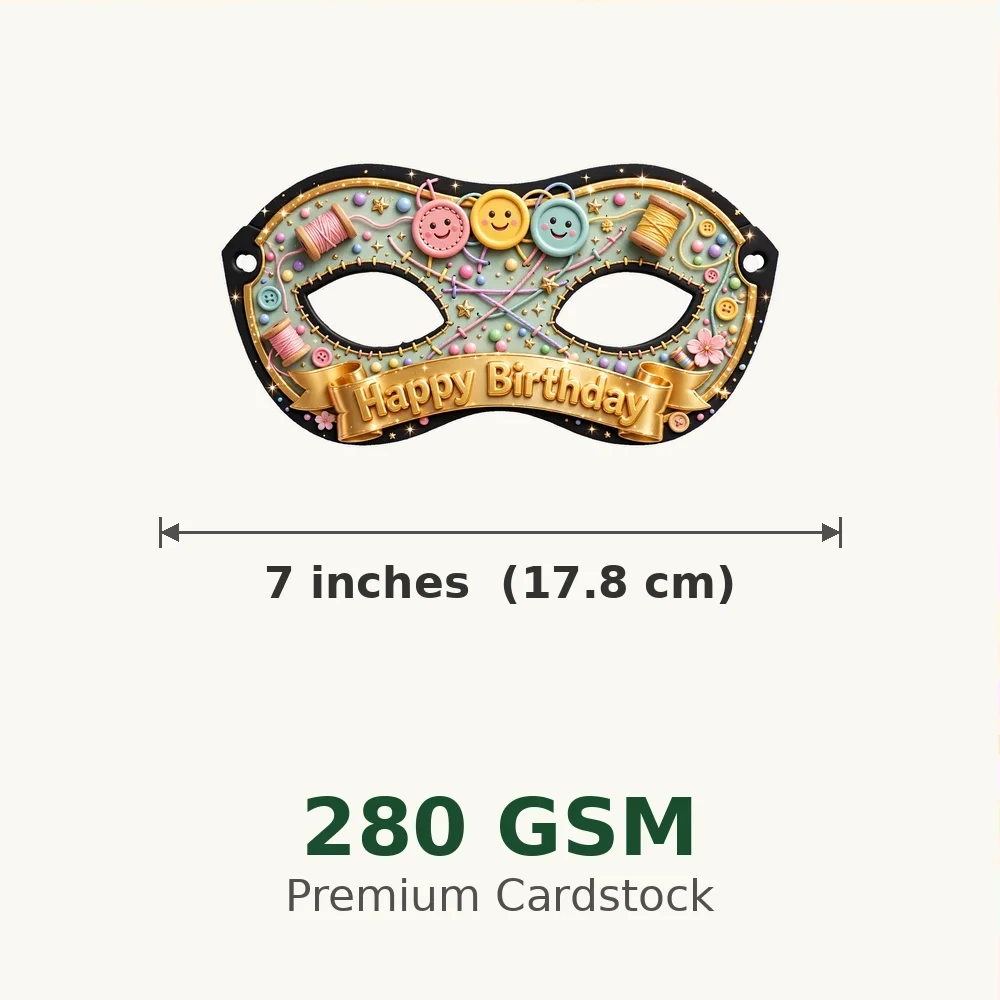 Cute As A Button Theme Party Mask Birthday Party Supplies (PACK OF 12) - 280 GSM Cardstock with Soft Stretchable Elastic Band (7 Inches wide) - Premium Party Decor Supply by Party Decor Mall - View 3