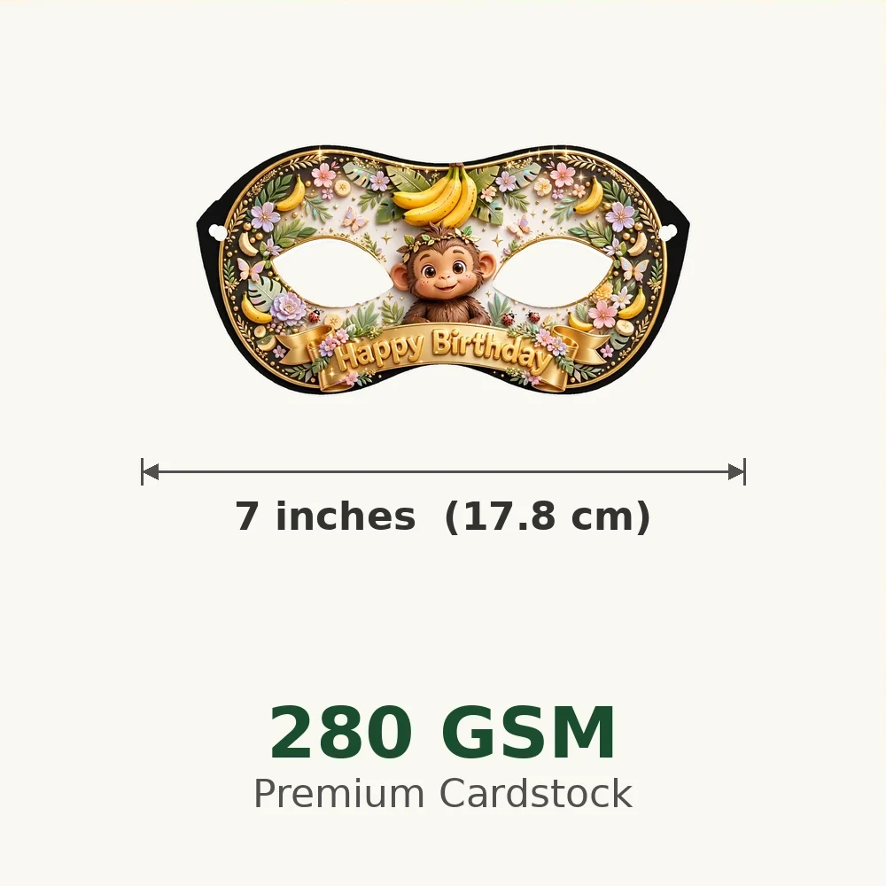 Curious George Theme Party Mask Birthday Party Supplies (PACK OF 12) - 280 GSM Cardstock with Soft Stretchable Elastic Band (7 Inches wide) - Premium Party Decor Supply by Party Decor Mall - View 3
