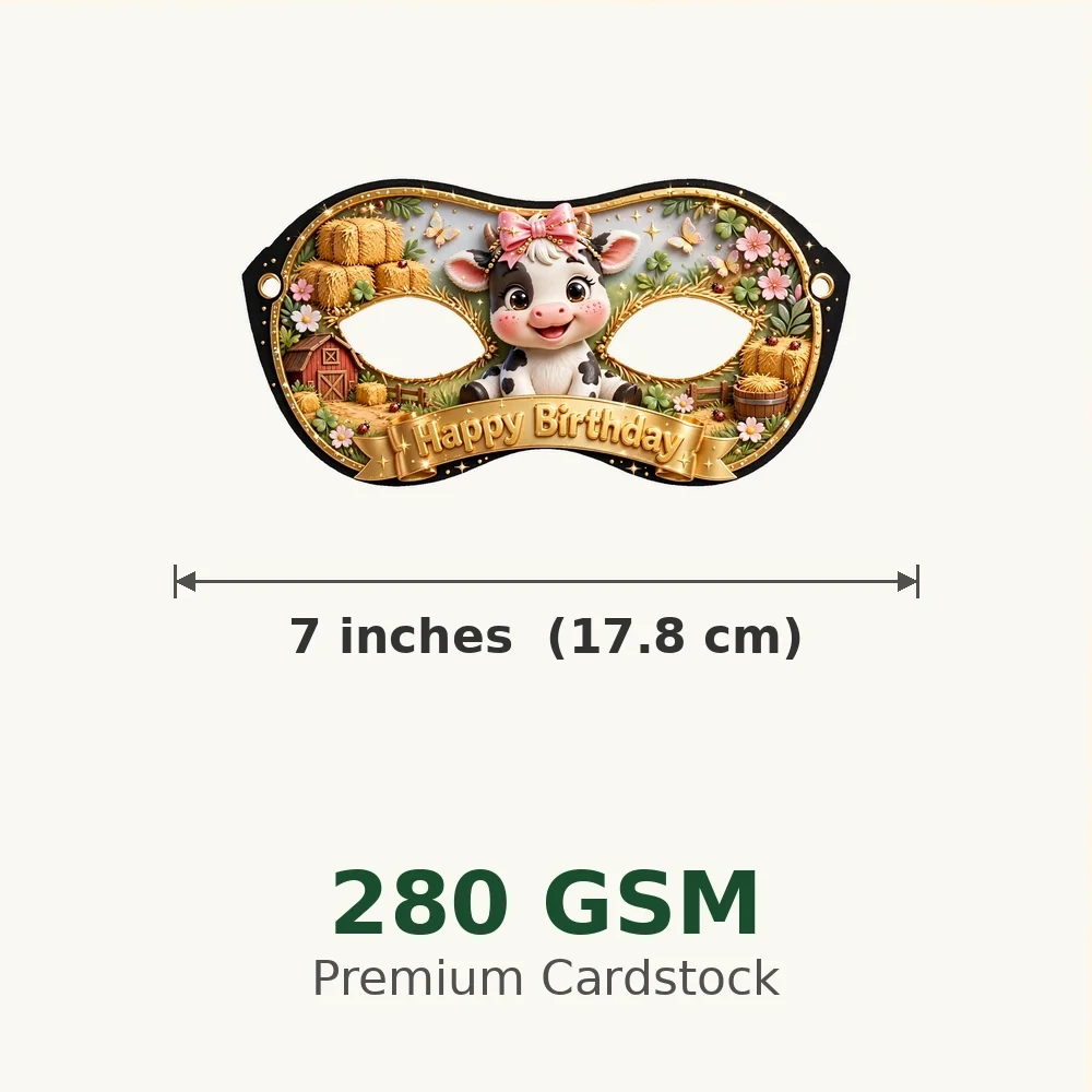 Cow Theme Party Mask Birthday Party Supplies (PACK OF 12) - 280 GSM Cardstock with Soft Stretchable Elastic Band (7 Inches wide) - Premium Party Decor Supply by Party Decor Mall - View 3