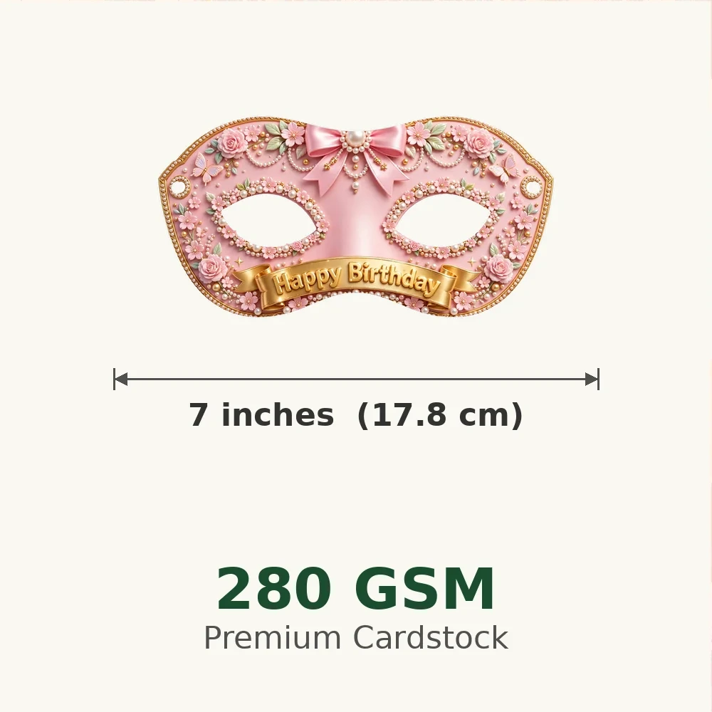 Coquette Theme Party Mask Birthday Party Supplies (PACK OF 12) - 280 GSM Cardstock with Soft Stretchable Elastic Band (7 Inches wide) - Premium Party Decor Supply by Party Decor Mall - View 3