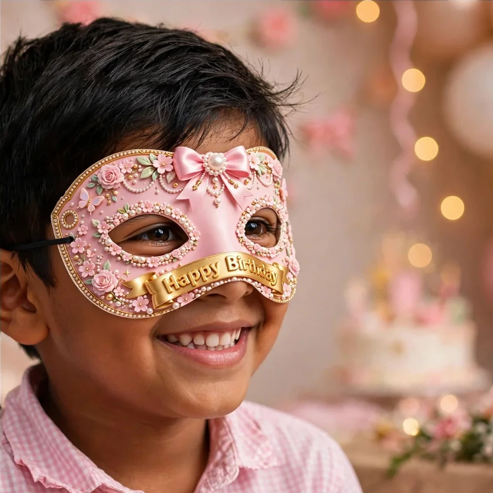 Coquette Theme Party Mask Birthday Party Supplies (PACK OF 12) - 280 GSM Cardstock with Soft Stretchable Elastic Band (7 Inches wide) - Premium Party Decor Supply by Party Decor Mall - View 4