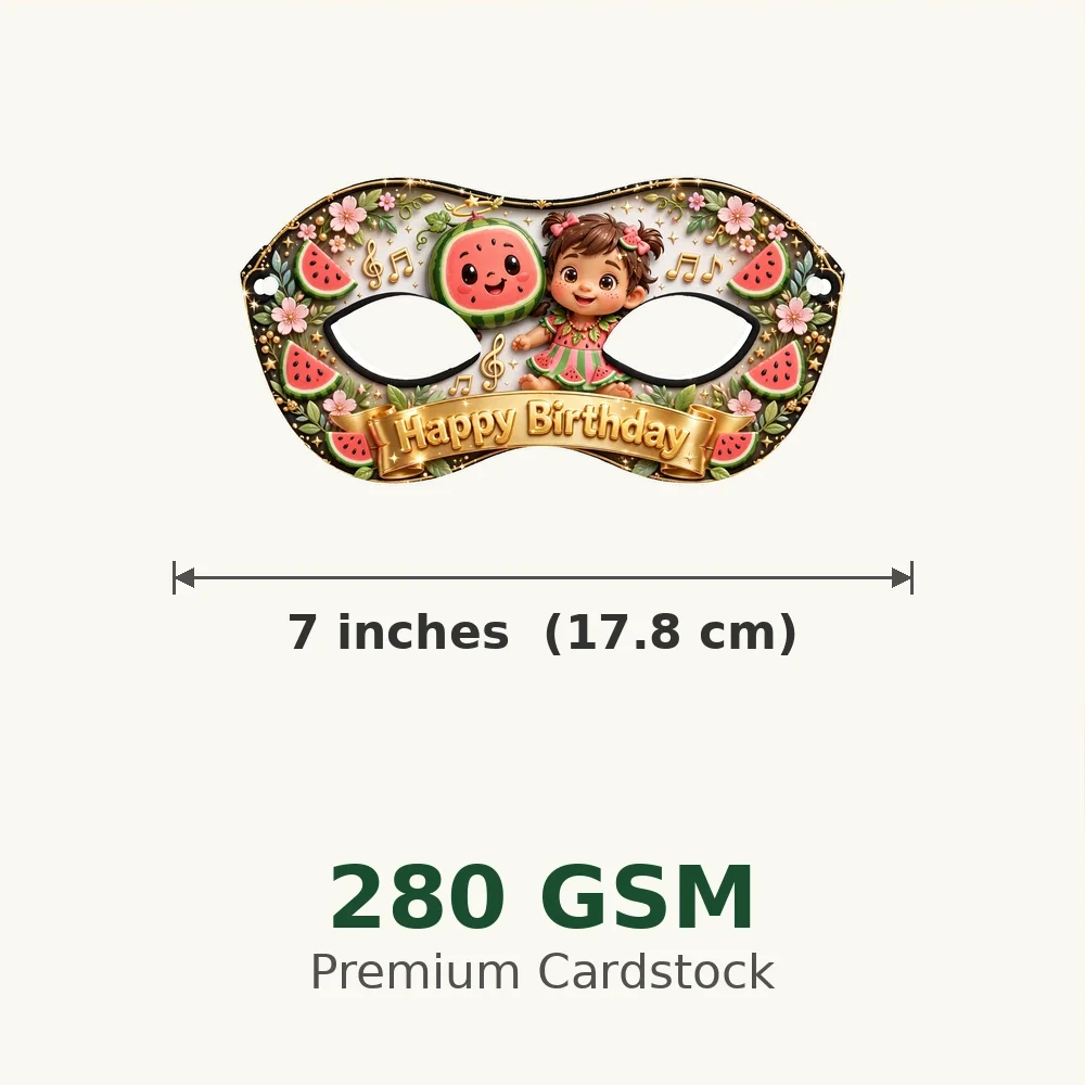 Cocomelon Theme Party Mask Birthday Party Supplies (PACK OF 12) - 280 GSM Cardstock with Soft Stretchable Elastic Band (7 Inches wide) - Premium Party Decor Supply by Party Decor Mall - View 3
