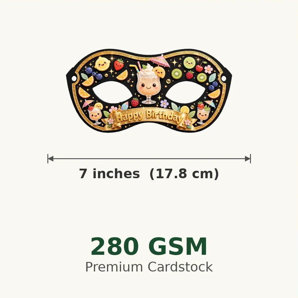 Cocktail Party Theme Party Mask Birthday Party Supplies (PACK OF 12) - 280 GSM Cardstock with Soft Stretchable Elastic Band (7 Inches wide) - Premium Party Decor Supply by Party Decor Mall - View 3