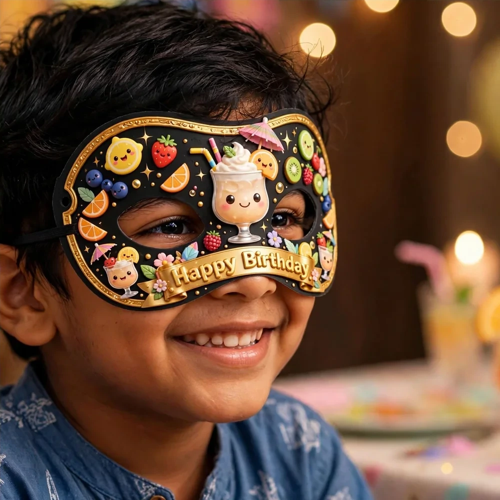 Cocktail Party Theme Party Mask Birthday Party Supplies (PACK OF 12) - 280 GSM Cardstock with Soft Stretchable Elastic Band (7 Inches wide) - Premium Party Decor Supply by Party Decor Mall - View 4