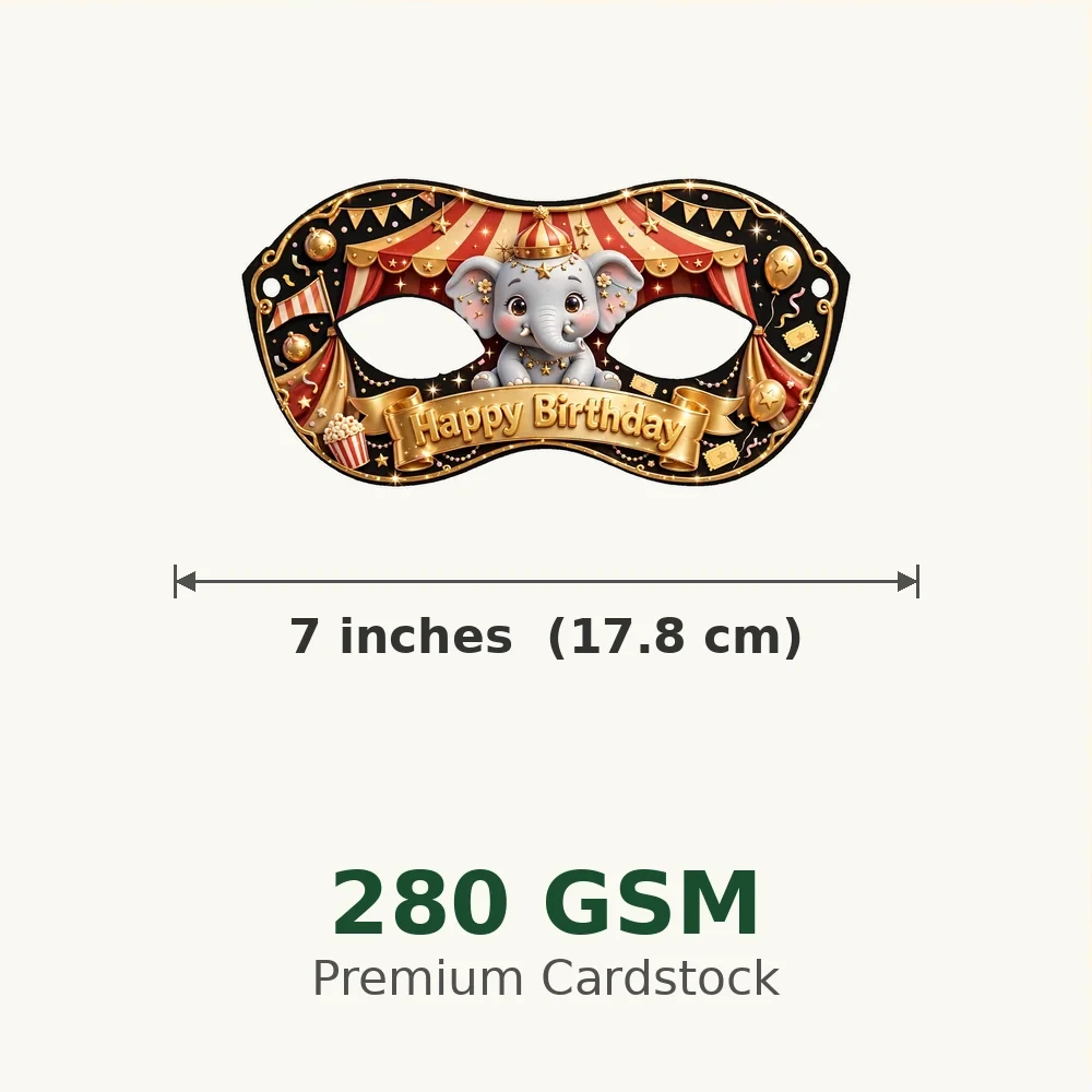 Circus Theme Party Mask Birthday Party Supplies (PACK OF 12) - 280 GSM Cardstock with Soft Stretchable Elastic Band (7 Inches wide) - Premium Party Decor Supply by Party Decor Mall - View 3