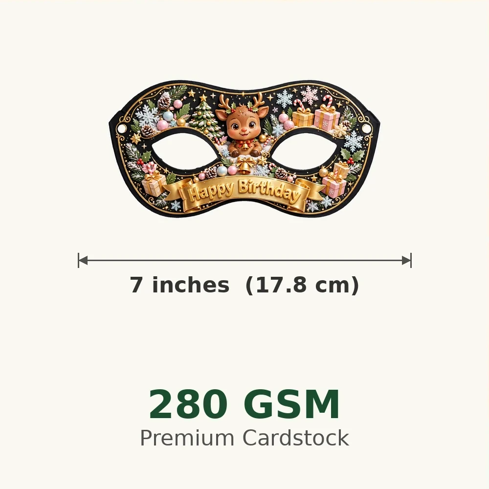 Christmas Theme Party Mask Birthday Party Supplies (PACK OF 12) - 280 GSM Cardstock with Soft Stretchable Elastic Band (7 Inches wide) - Premium Party Decor Supply by Party Decor Mall - View 3