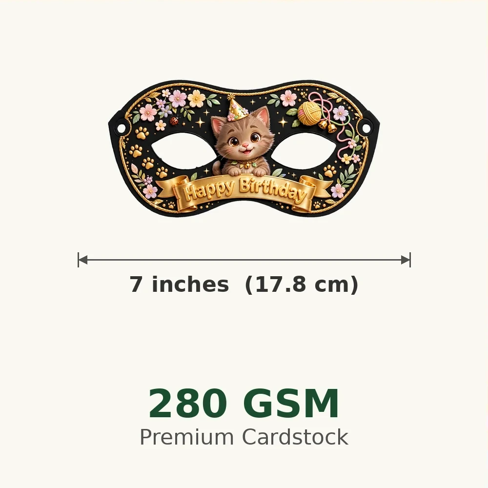 Cat Kid Theme Party Mask Birthday Party Supplies (PACK OF 12) - 280 GSM Cardstock with Soft Stretchable Elastic Band (7 Inches wide) - Premium Party Decor Supply by Party Decor Mall - View 3