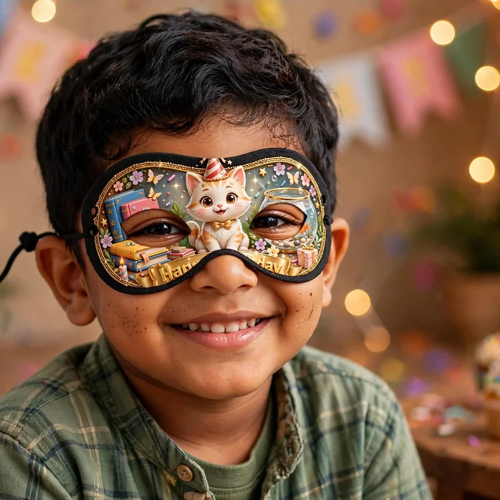 Cat Theme Party Mask Birthday Party Supplies (PACK OF 12) - 280 GSM Cardstock with Soft Stretchable Elastic Band (7 Inches wide) - Premium Party Decor Supply by Party Decor Mall - View 4