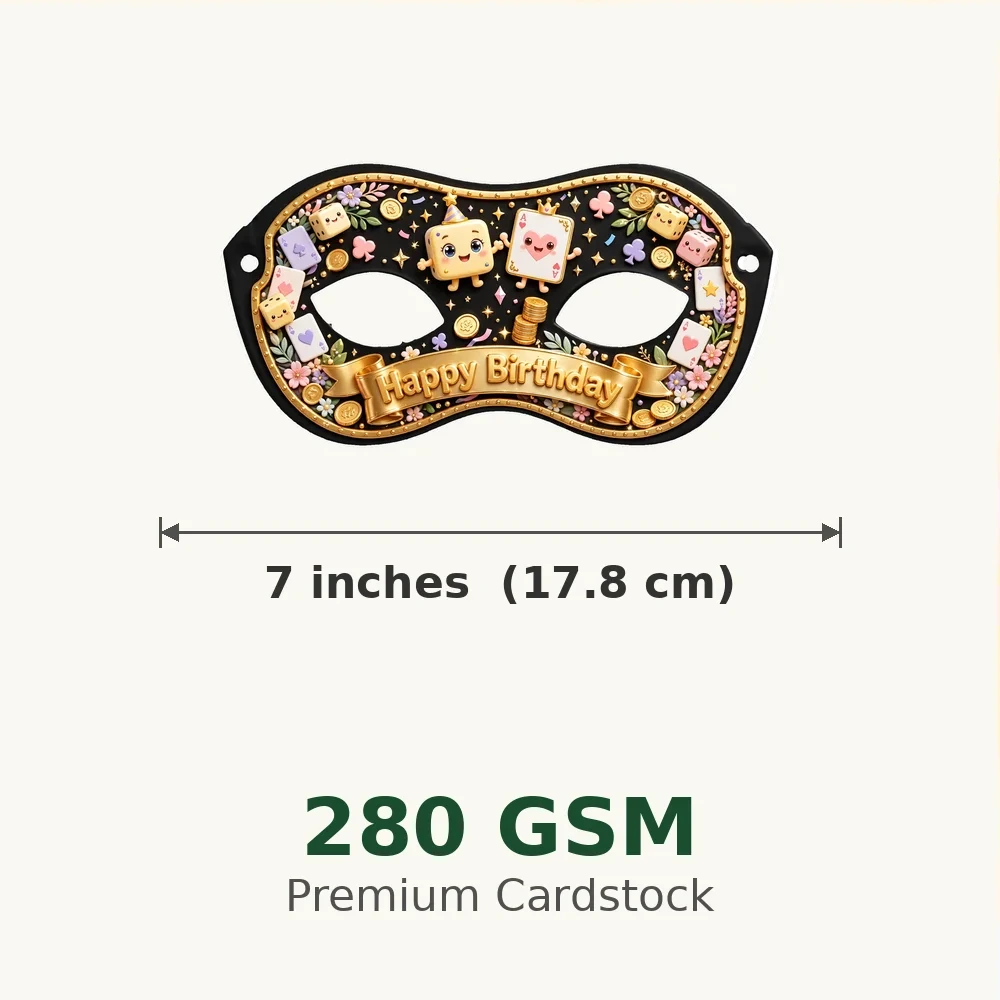 Casino Theme Party Mask Birthday Party Supplies (PACK OF 12) - 280 GSM Cardstock with Soft Stretchable Elastic Band (7 Inches wide) - Premium Party Decor Supply by Party Decor Mall - View 3