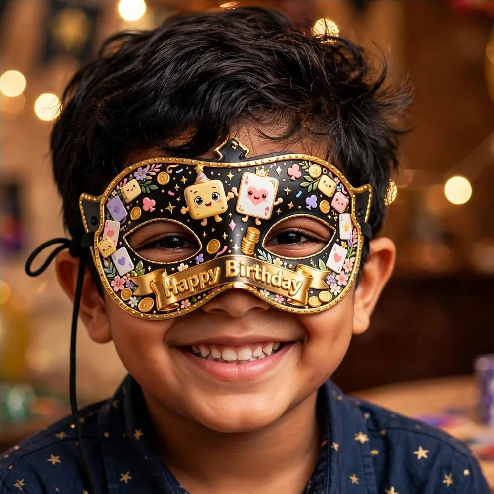 Casino Theme Party Mask Birthday Party Supplies (PACK OF 12) - 280 GSM Cardstock with Soft Stretchable Elastic Band (7 Inches wide) - Premium Party Decor Supply by Party Decor Mall - View 4