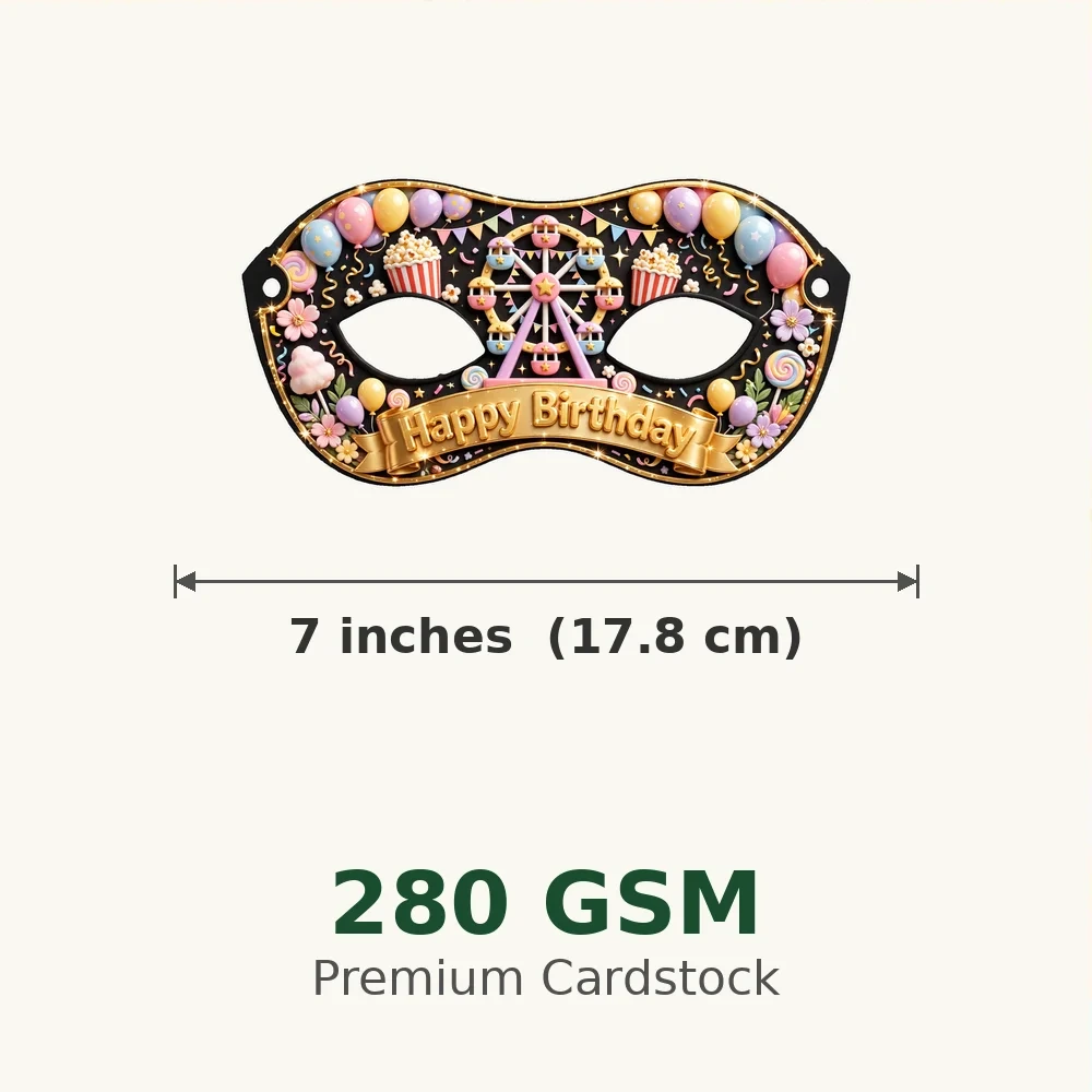 Carnival Theme Party Mask Birthday Party Supplies (PACK OF 12) - 280 GSM Cardstock with Soft Stretchable Elastic Band (7 Inches wide) - Premium Party Decor Supply by Party Decor Mall - View 3