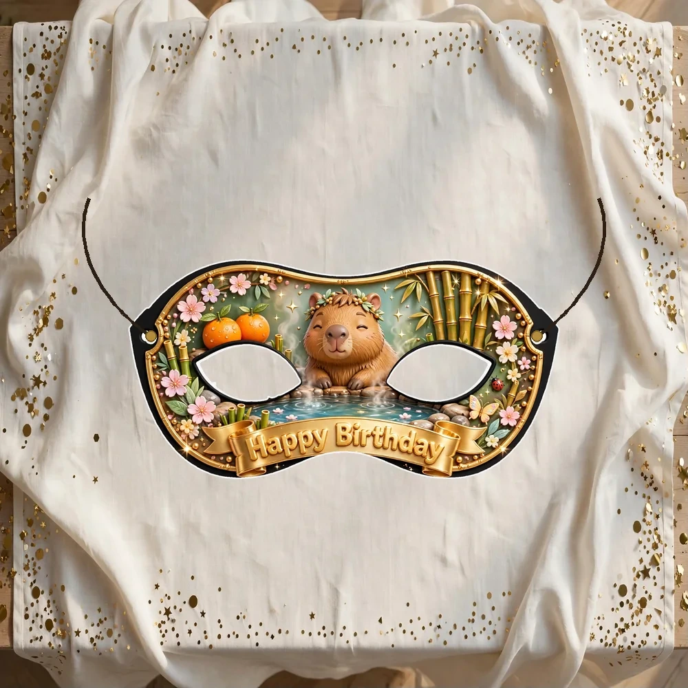 Capybara Theme Party Mask Birthday Party Supplies (PACK OF 12) - 280 GSM Cardstock with Soft Stretchable Elastic Band (7 Inches wide)