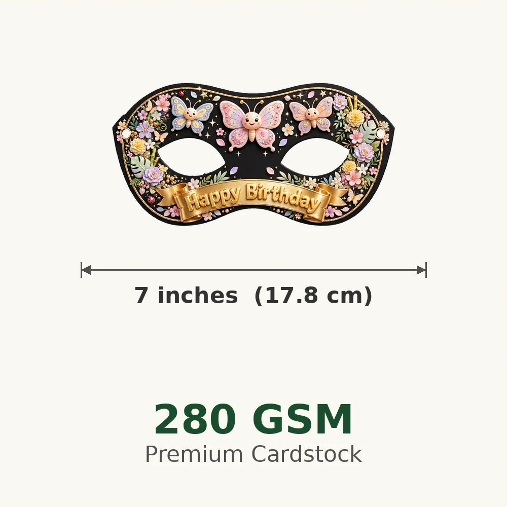 Butterfly Theme Party Mask Birthday Party Supplies (PACK OF 12) - 280 GSM Cardstock with Soft Stretchable Elastic Band (7 Inches wide) - Premium Party Decor Supply by Party Decor Mall - View 3