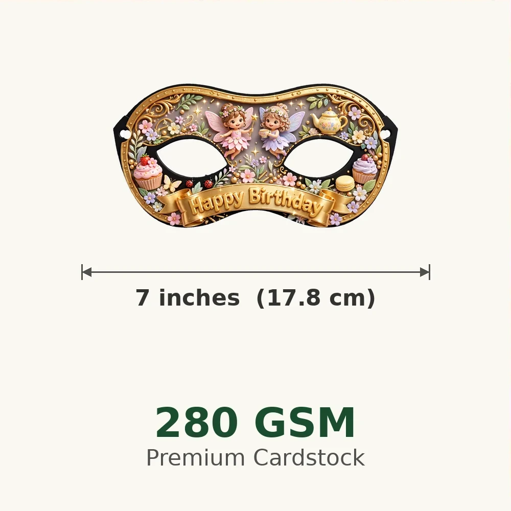 Butterbeans Theme Party Mask Birthday Party Supplies (PACK OF 12) - 280 GSM Cardstock with Soft Stretchable Elastic Band (7 Inches wide) - Premium Party Decor Supply by Party Decor Mall - View 3